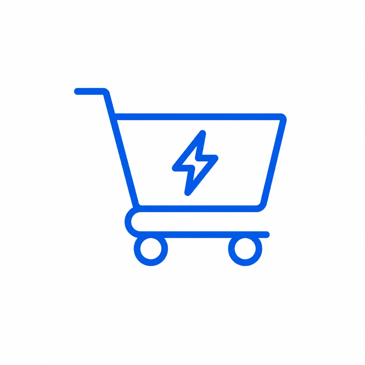 Icon eines Einkaufswagens mit Stromblitz zur Darstellung des intelligenten Einkaufs von Netzstrom bei g&uuml;nstigen B&ouml;rsenstrompreisen
