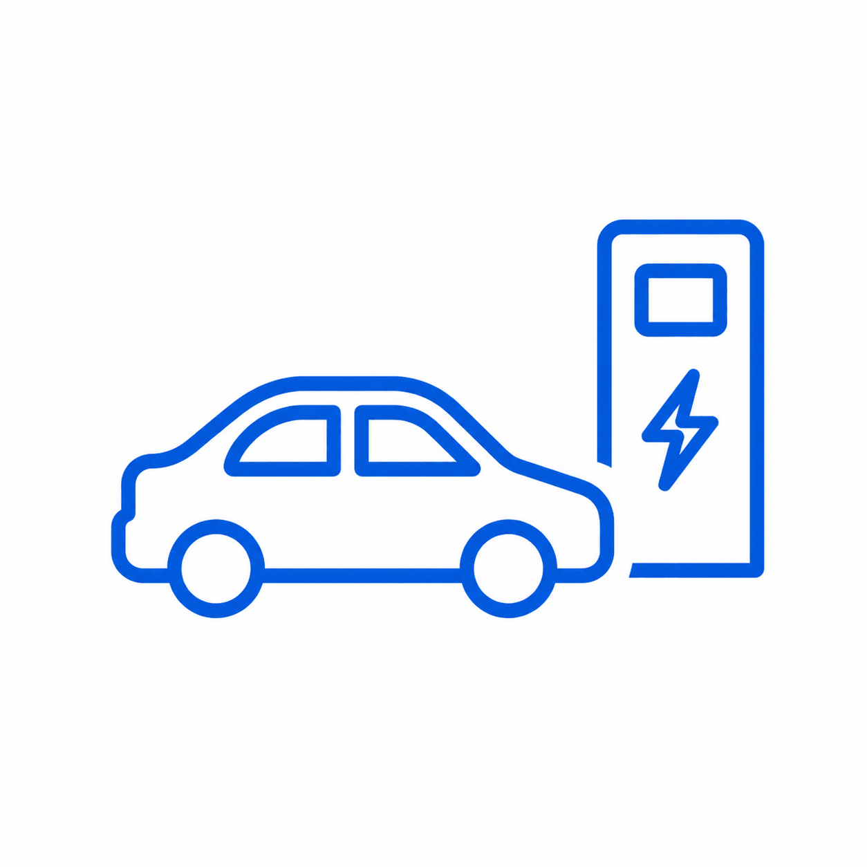 Icon f&uuml;r das Laden eines Elektrofahrzeugs zu Hause aus dem eigenen Energiespeicher mit g&uuml;nstigem Netzstrom oder eigenem Photovoltaikstrom