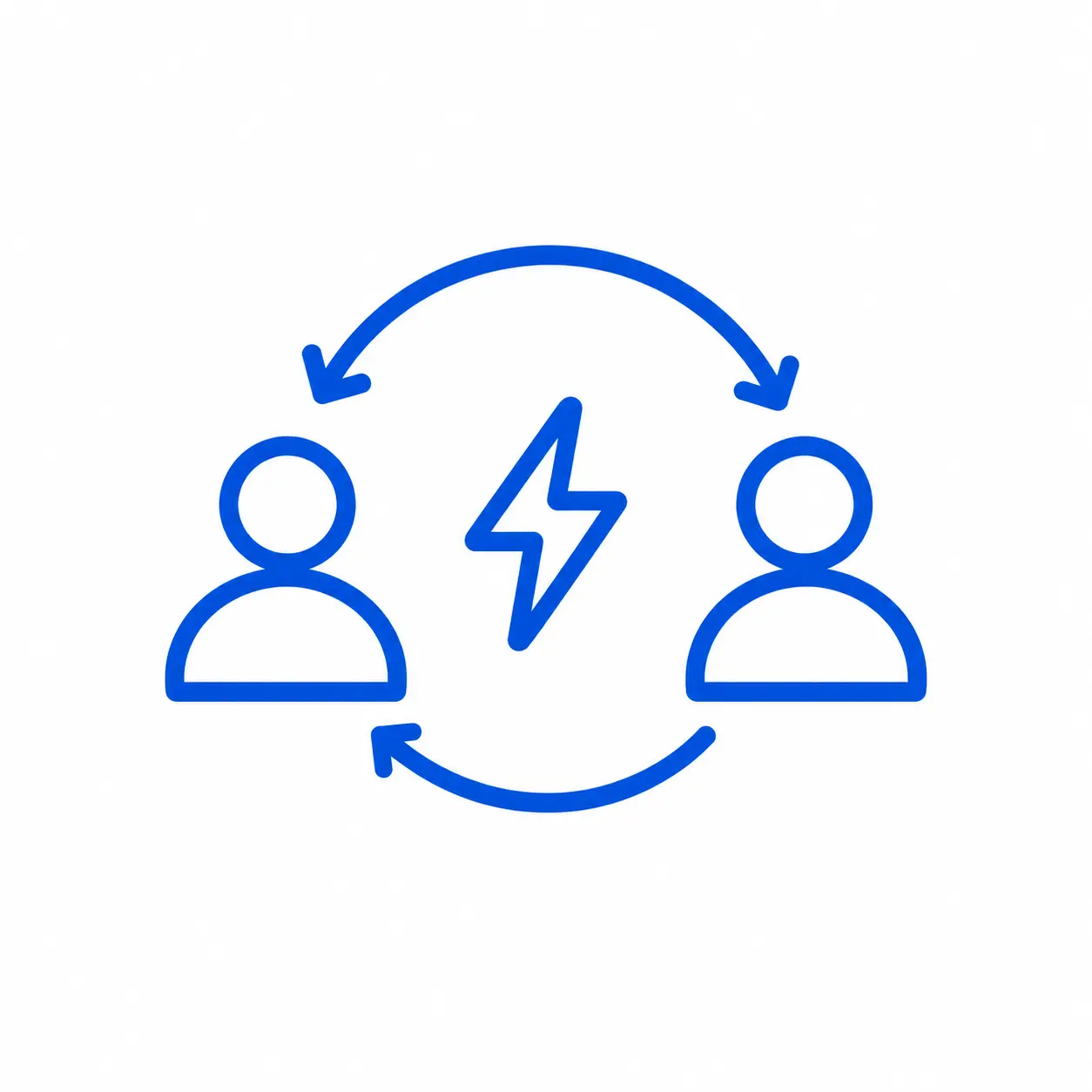Icon zur Darstellung von Energie-Sharing nach Energiewirtschaftsgesetz. Austausch relevanter Daten &uuml;ber das Internet und Lieferung von PV-Strom durch das &ouml;ffentliche Stromnetz