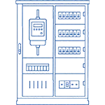 Z&auml;hlerschrank Icon welches mit Klick auf das Icon zu den Referenzen f&uuml;r Z&auml;hlerschrank Erneuerungen f&uuml;r Photovoltaikanlagen scrollt