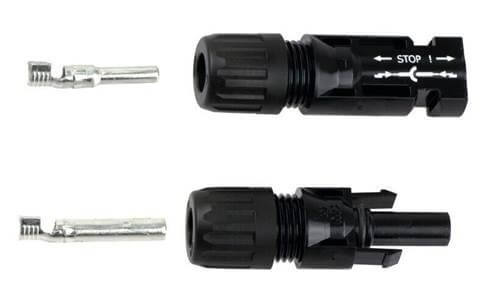 Stecker und Buchse zum Anschluss von Photovoltaikleitungen
